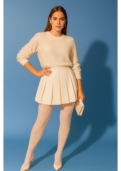 Kadın Dantel Detaylı İnce Külotlu Çorap Beyaz fırsatları