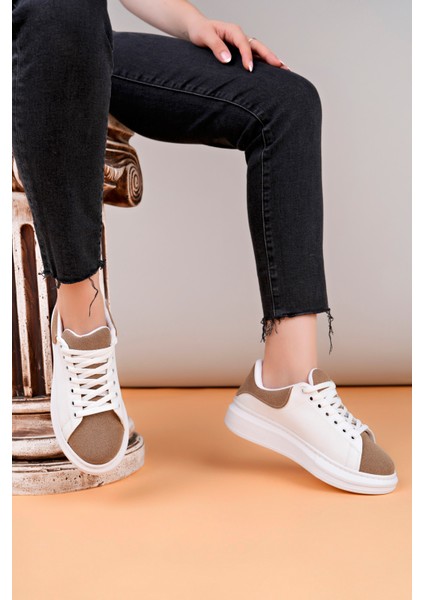 LC109 Beyaz Kahve Süet Kadın Sneaker fiyatları