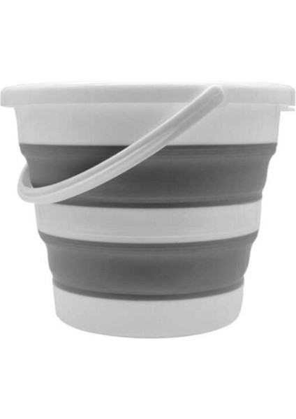 Sarfmall Sarfmall Katlanır Silikon Su Kovası Banyo Temizlik Kovası 6,5 Lt Gri
