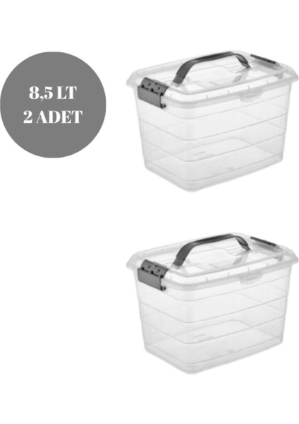 Saklama Kutusu Düzenleyici Alet Taşıma Kutusu Kilitli Saklama Kabı Çok Amaçlı 8,5 Lt 2 Adet