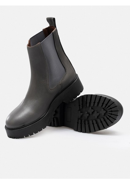 Gri Hakiki Deri Lastikli Chelsea Kadın Bot fiyatları