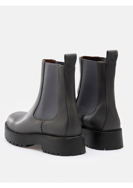 Gri Hakiki Deri Lastikli Chelsea Kadın Bot indirimleri