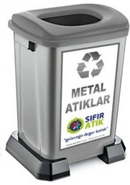 Geri Dönüşüm Kutusu Metal Atık Sıfır Atık Kutusu 50 Lt - 1 Adet