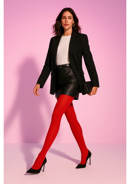 Kadın 40 Denye Kırmızı Külotlu Çorap fırsatları