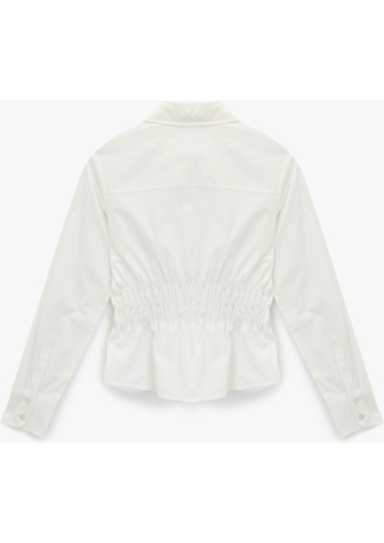 Pamuklu Slim Fit Uzun Kollu Klasik Yaka Beli Büzgülü Poplin Gömlek fiyatları