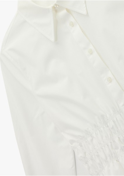 Pamuklu Slim Fit Uzun Kollu Klasik Yaka Beli Büzgülü Poplin Gömlek modelleri