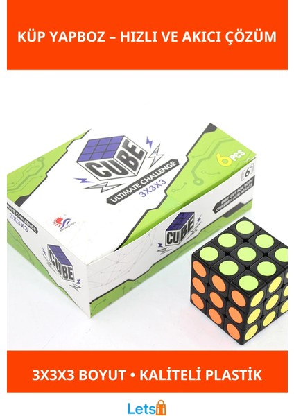 Klasik 3X3X3 Renkli Küp Yapboz Zeka ve Eğlence Oyuncağı