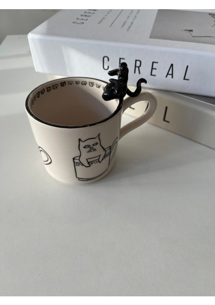 Kedili Kupa El Yapımı Seramik Kupa. 200ML fiyatları