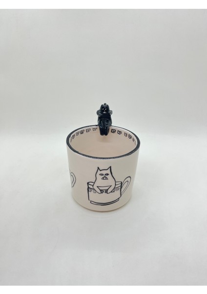 Kedili Kupa El Yapımı Seramik Kupa. 200ML modelleri