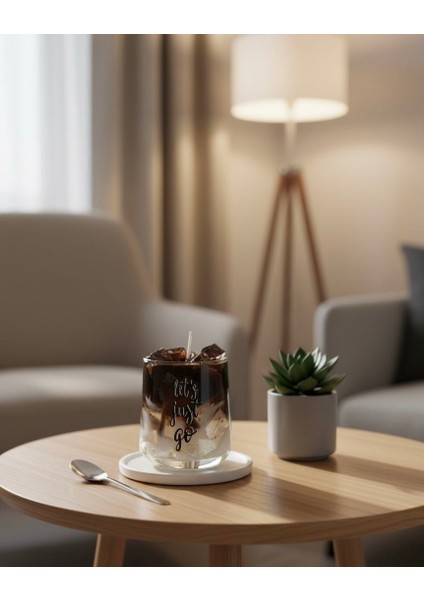 Iced Latte Görünümlü Kahve Kokulu Jel & Wax Dekoratif Mum – Cam Bardak fırsatları