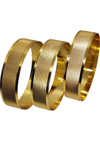 3 Adet Iç Çap 60 Mm. Trabzon Model 18 K Altın Kaplama Düğün Şık Gece Aksesuarı Altın Kaplama Bilezik (KPL002)
