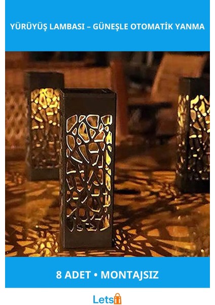 Güneş Enerjili Otomatik Bahçe Yürüyüş Yolu Lambası 8 Adet