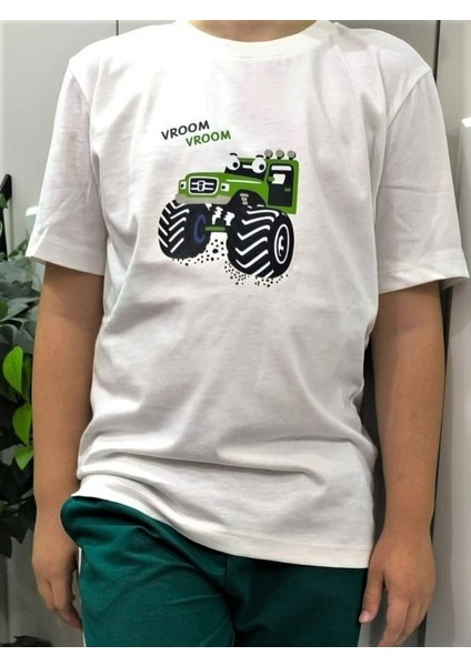 Canavar Kamyon Baskılı Pamuklu Kısa Kollu Erkek Çocuk Tişörtü fiyatları