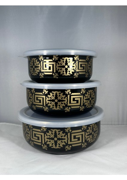 Lüx Emaye 3 Boy Saklama Kabı, Hava Sızdırmaz Emaye Saklama Kabı Organizer