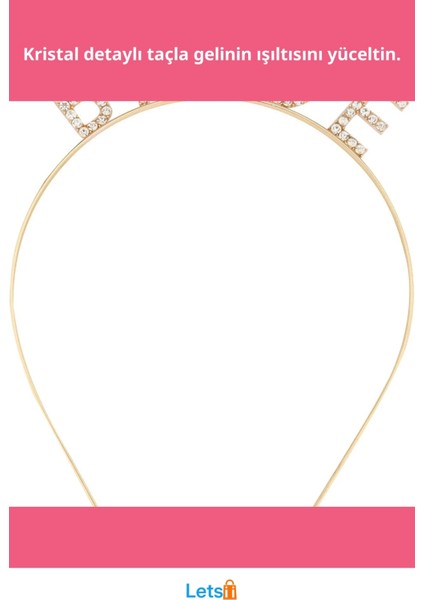 Altın Gold Renk Kristal Taş Bekarlığa Veda Tacı 16X10 cm fiyatları