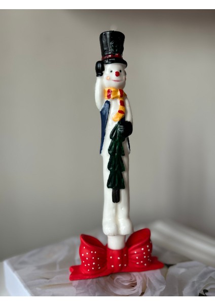 2'li Yeniyıl Şamdan Mum - Yılbaşı Konik Mum - 26 cm