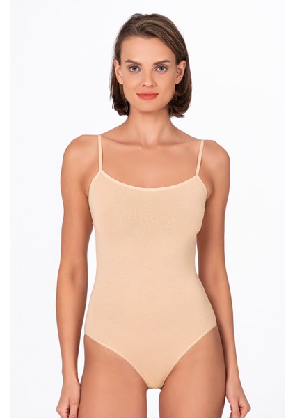 Kadın Çıtçıtlı İp Askılı Badi Ten | Kompedan K0603 modelleri