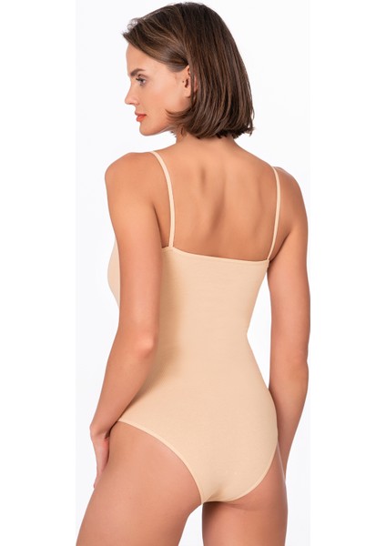 Kadın Çıtçıtlı İp Askılı Badi Ten | Kompedan K0603 fırsatları