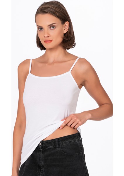 Kadın Modal Ip Askılı Atlet Beyaz | K24264 fiyatları