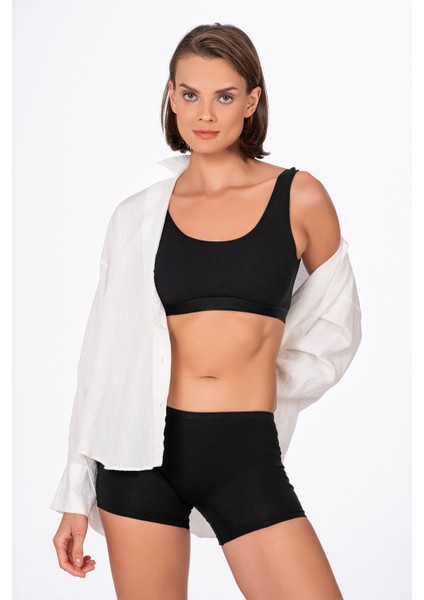 Kadın Likralı Süprem Boxer Siyah | Özk K0412