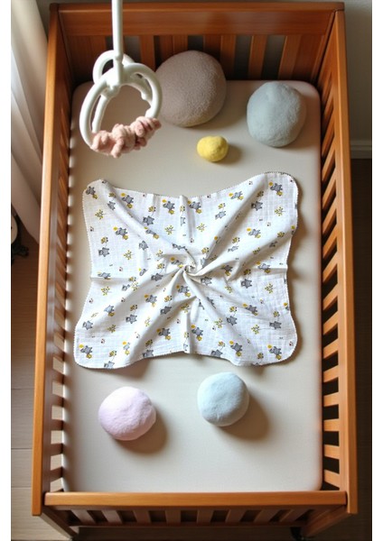 Minika Çok Amaçlı Müslin Örtü Gri Ayıcık 80 x 90 cm Yenidoğan Müslin Bez Örtü