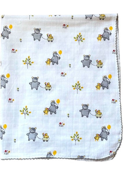 Minika Çok Amaçlı Müslin Örtü Gri Ayıcık 80 x 90 cm Yenidoğan Müslin Bez Örtü fırsatları
