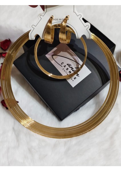 Pirinç Gold Renk Kolye Küpe Bileklik Seti modelleri