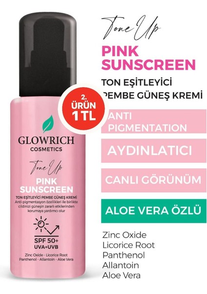 Ton Eşitleyici Leke Karşıtı Anti-Pigmentasyon Özellikli Pembe Güneş Kremi (Spf 50 ) 100 ml