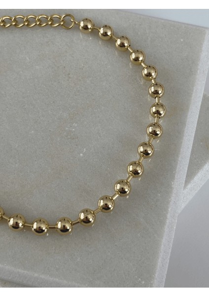 14 K Renginde Dorika Taşlı Gold Bileklik