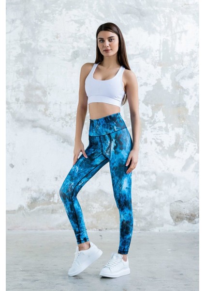 Dar Kesim Desenli Yüksel Bel Dalgıç Kumaş Spor Tayt fiyatları