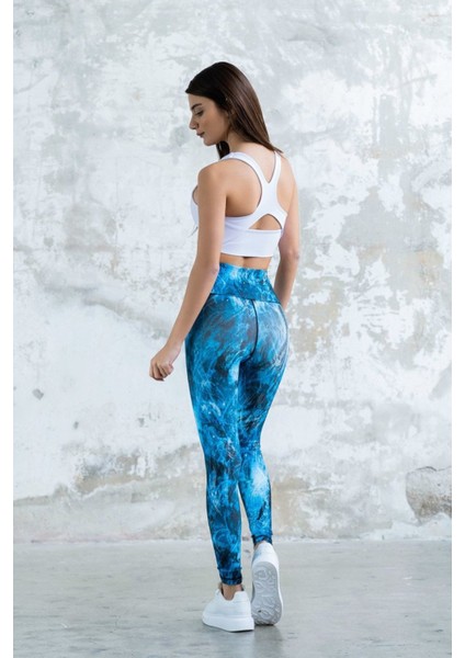 Dar Kesim Desenli Yüksel Bel Dalgıç Kumaş Spor Tayt modelleri