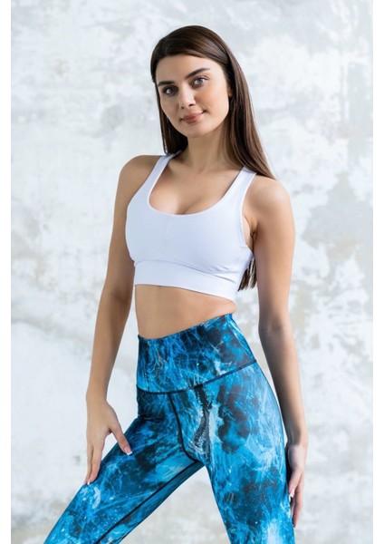 Dar Kesim Desenli Yüksel Bel Dalgıç Kumaş Spor Tayt indirimleri