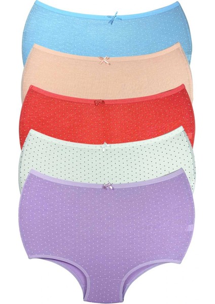 5 Adet Puantiyeli Kadın Toparlayıcı Yüksek Bel Bato Külot