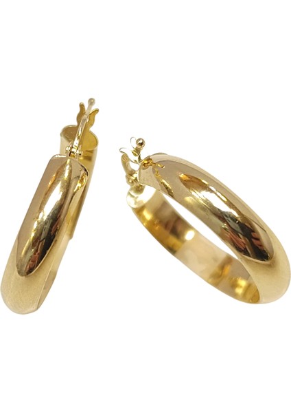 25.3mm Klasik Halka Küpe 14 Ayar Altın Hd Videolu