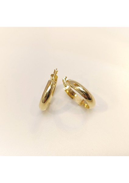 25.3mm Klasik Halka Küpe 14 Ayar Altın Hd Videolu modelleri