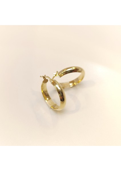 25.3mm Klasik Halka Küpe 14 Ayar Altın Hd Videolu fırsatları