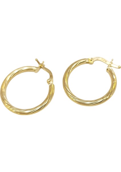 20MM Burgu Halka Küpe 14 Ayar Altın Hd Videolu