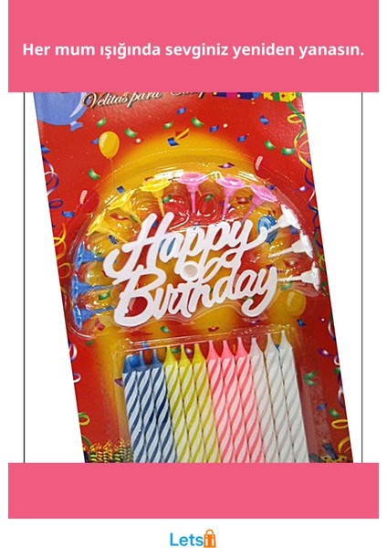 Rengarenk Happy Birthday Doğum Günü Mumları 12 Adet fiyatları