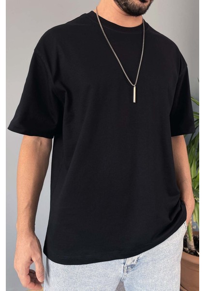 Oversize Fit %100 Pamuk Orta Kalın Dokulu Ekru T-Shirt