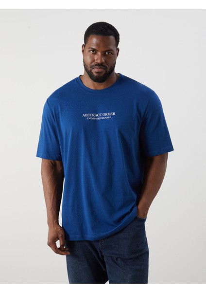 Yeni Sezon Büyük Beden Bisiklet Yaka Kısa Kollu Baskılı Penye Erkek Tişört