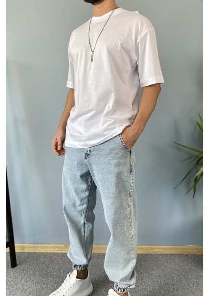 Oversize Fit %100 Pamuk Orta Kalın Dokulu Ekru T-Shirt indirimleri