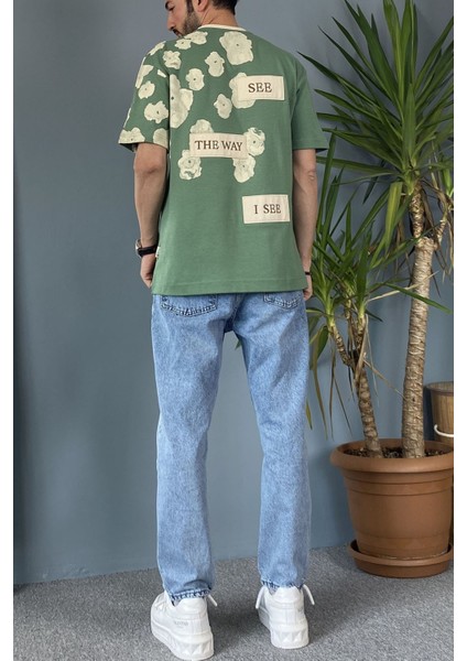 Bisiklet Yaka Omuz Desenli Yazlık Lacivert Tişört modelleri