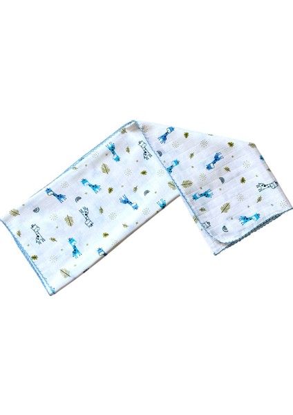 Minika Çok Amaçlı Müslin Örtü Mavi Zürafa 80 x 90 cm Yenidoğan Örtü Bez modelleri