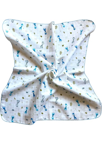 Minika Çok Amaçlı Müslin Örtü Mavi Zürafa 80 x 90 cm Yenidoğan Örtü Bez fırsatları