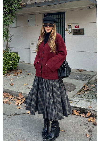 Bordo Çift Cepli Hırka - 04622 fiyatları