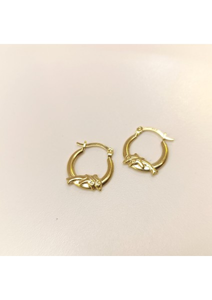 15.4mm Yunuslu Halka Küpe 14 Ayar Altın Hd Videolu modelleri