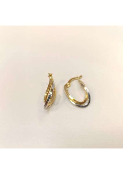 21MM Ikili Halka Küpe 14 Ayar Altın Hd Videolu modelleri