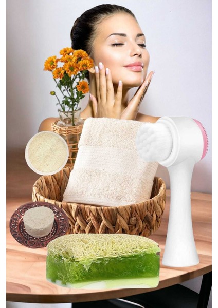 5'li Set Cilt Yüz Masaj Kırışıklık Beyazlatıcı Bakım Seti Temizleme Peeling Gerdirme Ruşur Taşı modelleri