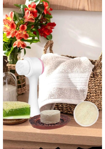 5'li Set Cilt Yüz Masaj Kırışıklık Beyazlatıcı Bakım Seti Temizleme Peeling Gerdirme Ruşur Taşı fırsatları