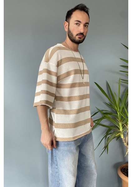 Oversize Bisiklet Yaka Örgü Mint Yeşili Salaş Tişört modelleri